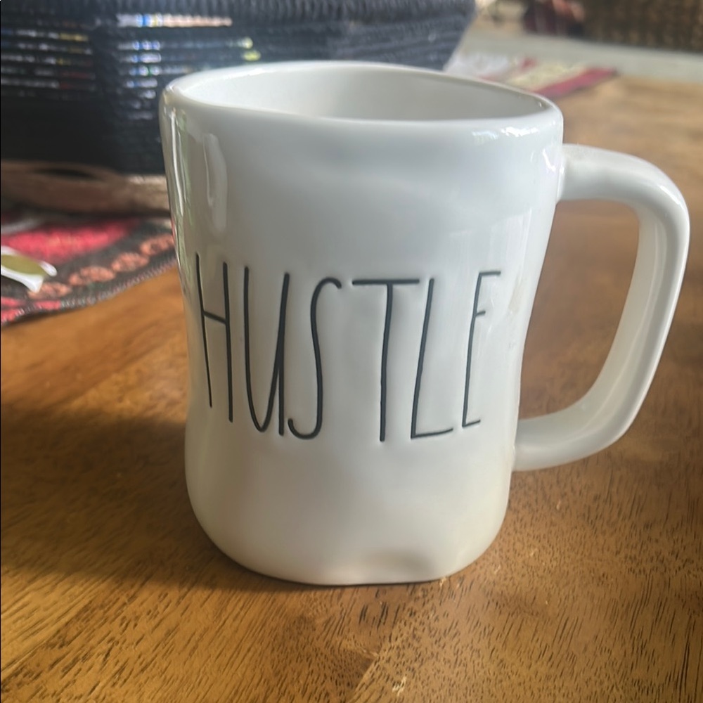 Rae Dunn White Ceramic Hustle Mug Dining Essential